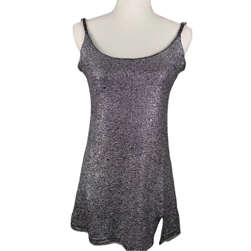 Lulus Small Rhapsody Silver Sequin Mini Dress Sheath Sleeveless‎ Party Glam Club